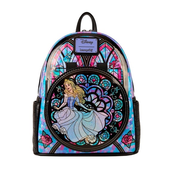 NWT Loungefly Disney Princess Stained Glass Aurora Sleeping Beauty Backpack Ears - Picture 2 of 8
